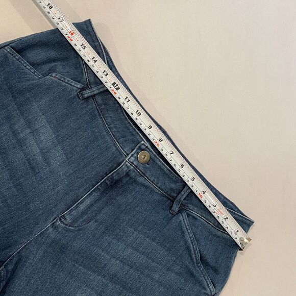 ~ J.Jill Jeans 14p Authentic Fit Full-Leg Crop Wide Medium Blue Stretch Capri - Picture 9 of 14